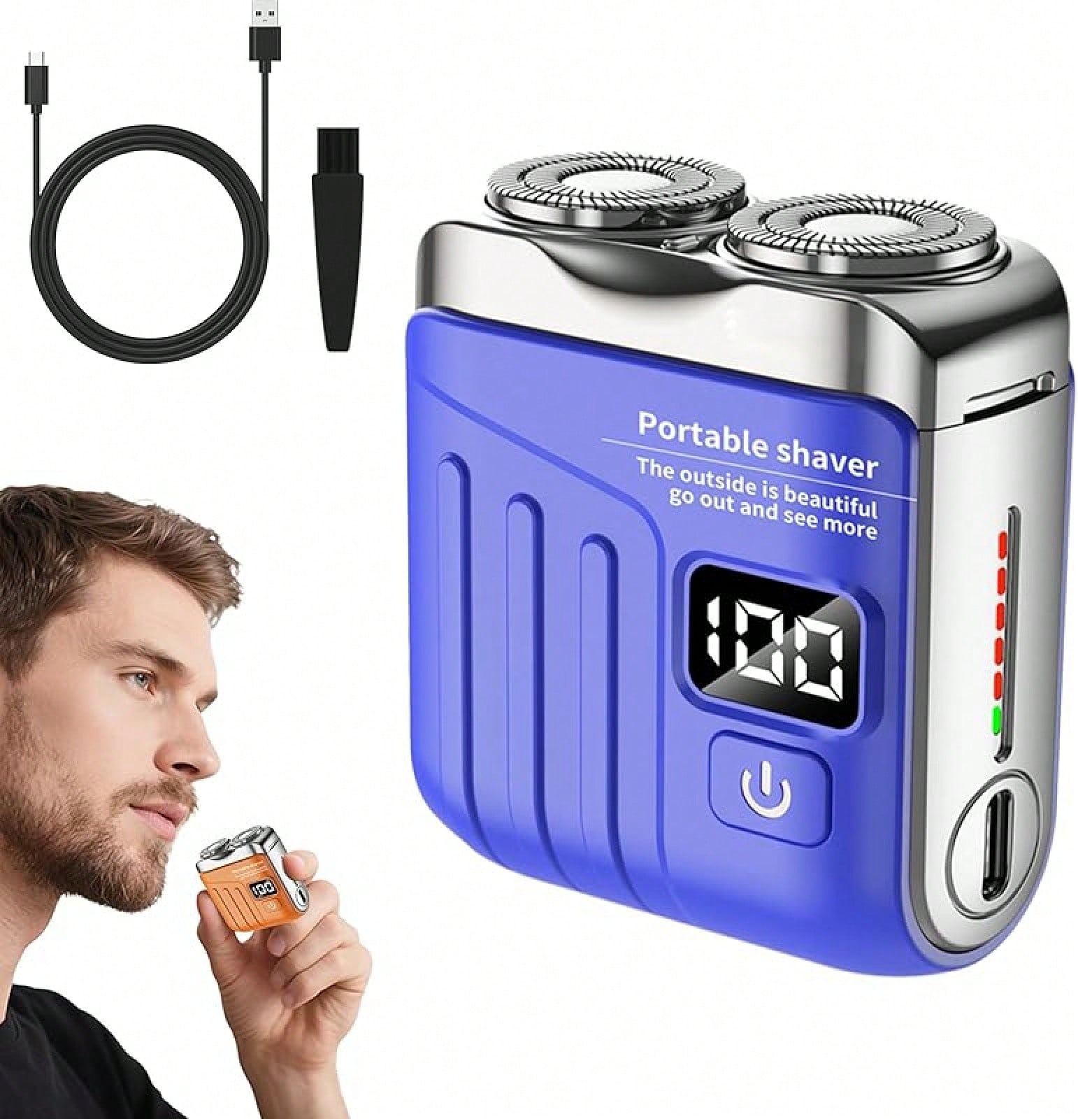 Men'S Grooming Blade - 2026 Upgraded Orange Dual-Rotary Electric Shaver,