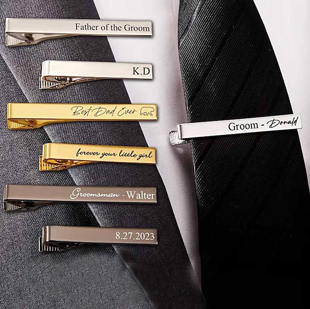 Men'S Grooming - New Custom Carved Name Tie Clips